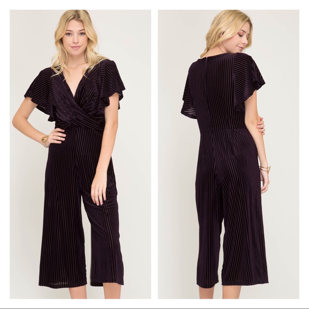 Velvet culote jumpsuit